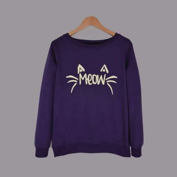 Maham Mart A to Z Meow Printed Fleece SweatShirt for