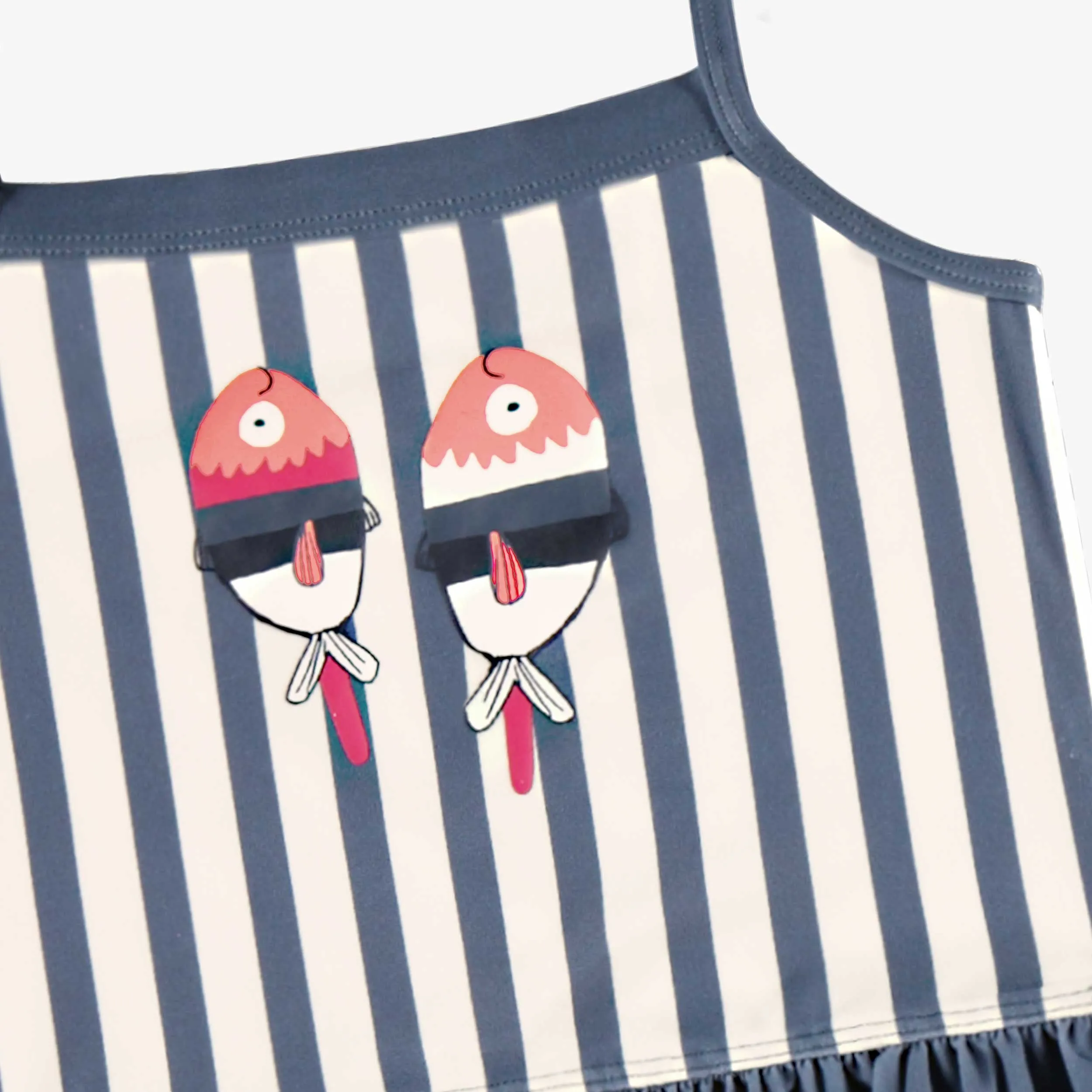 Maillot de bain deux pièces à rayures et volants, enfant || Striped two piece swimsuit with ruffles, child