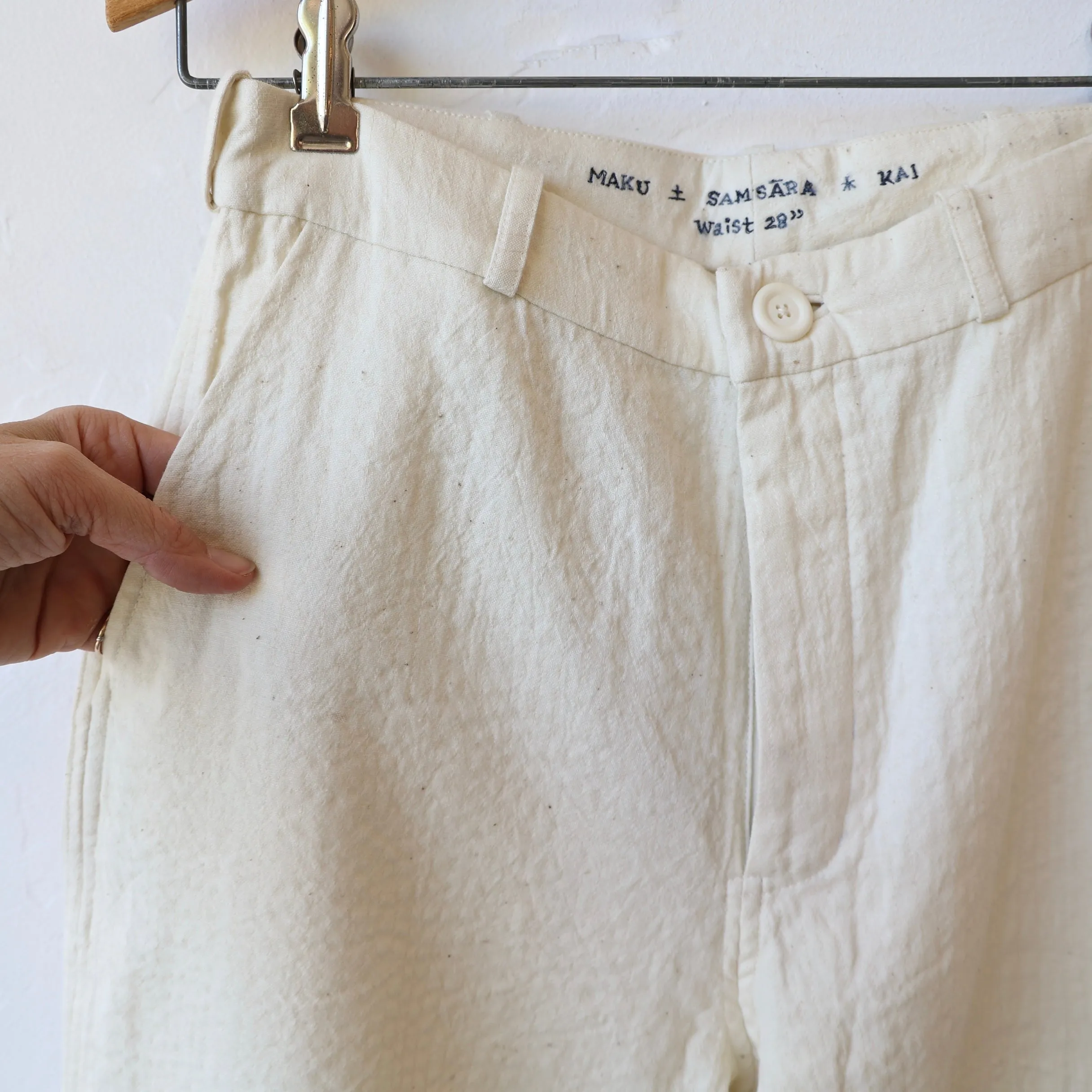 Maku Kai Pants - Quilted Cream Cotton/Wool