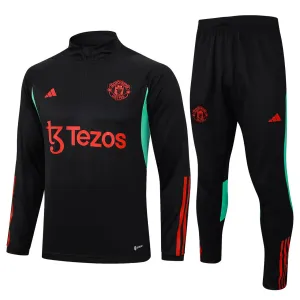 Manchester United Zipper Sweatshirt Kit(Top Pants) Black 2023/24