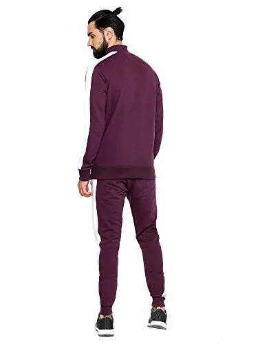 Maniac Striped Men's Maroon Fullsleeve Tracksuit - X-Large