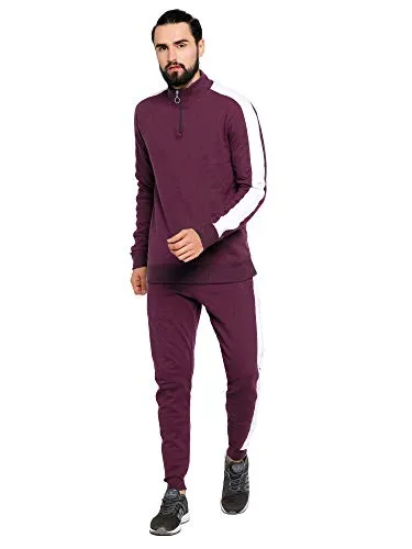 Maniac Striped Men's Maroon Fullsleeve Tracksuit - X-Large