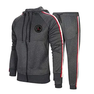 MANTORS Men's Hooded Athletic Tracksuit Full Zip Casual Jogging Gym Sweat Suits Darkgray-S