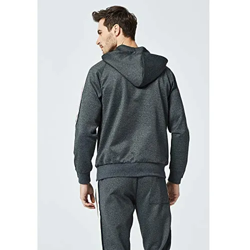 MANTORS Men's Hooded Athletic Tracksuit Full Zip Casual Jogging Gym Sweat Suits Darkgray-S
