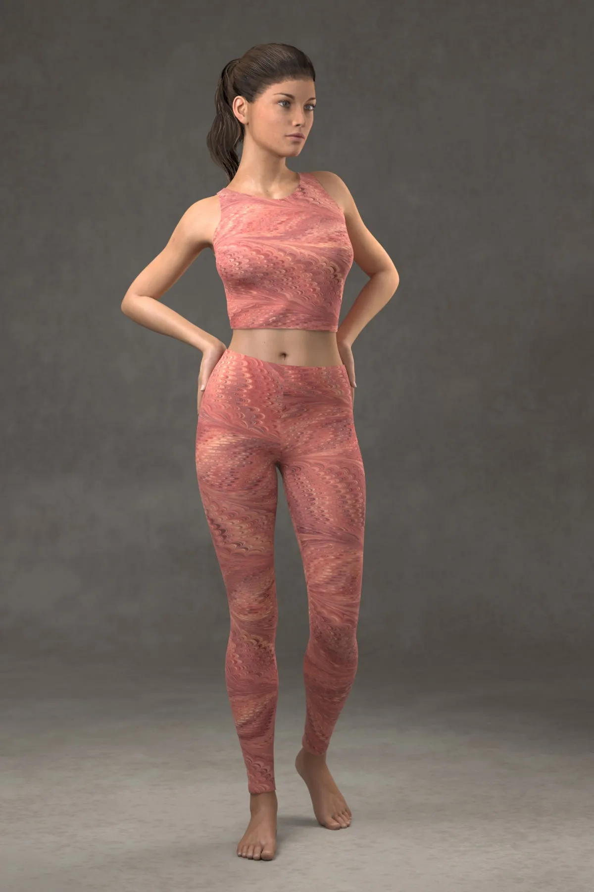 Marbled Butterfly Leggings: Vermilion