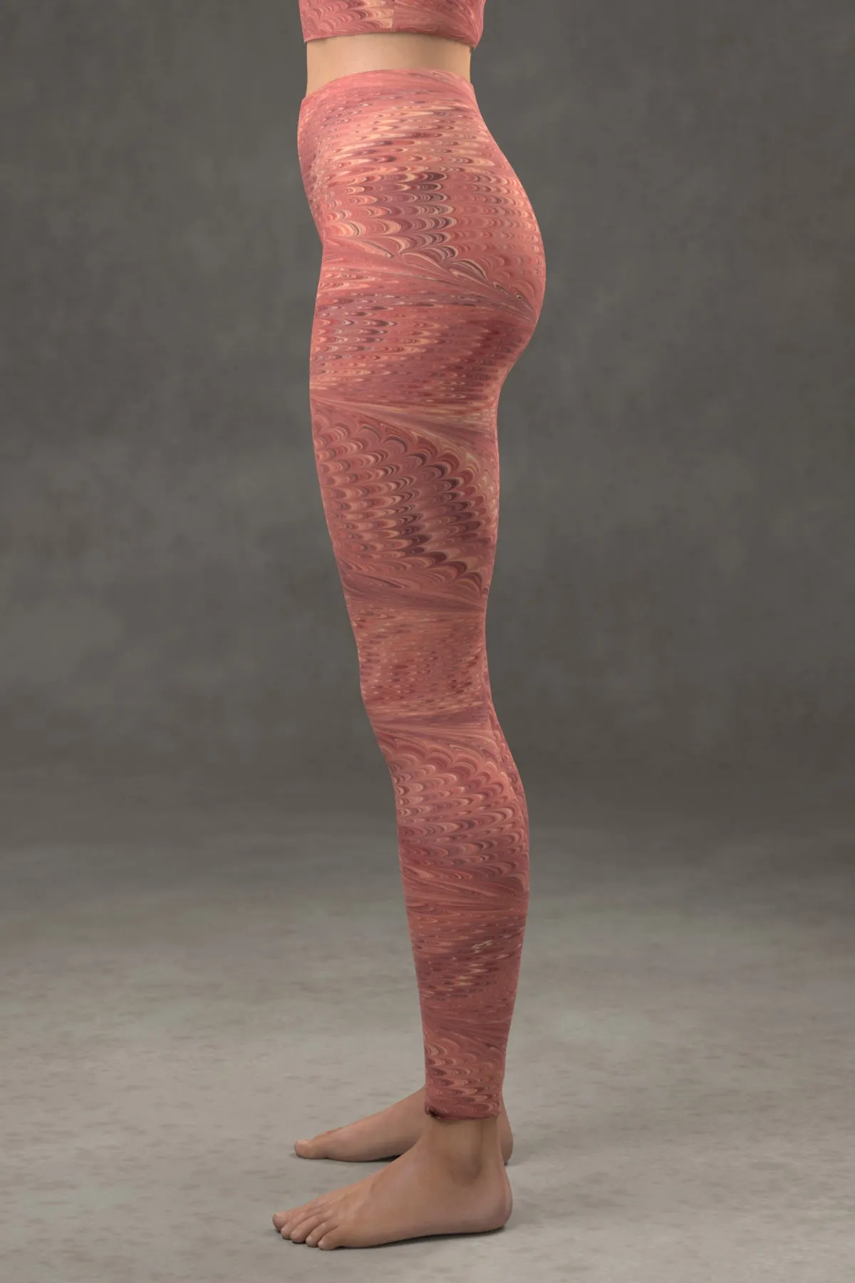 Marbled Butterfly Yoga Leggings: Vermilion