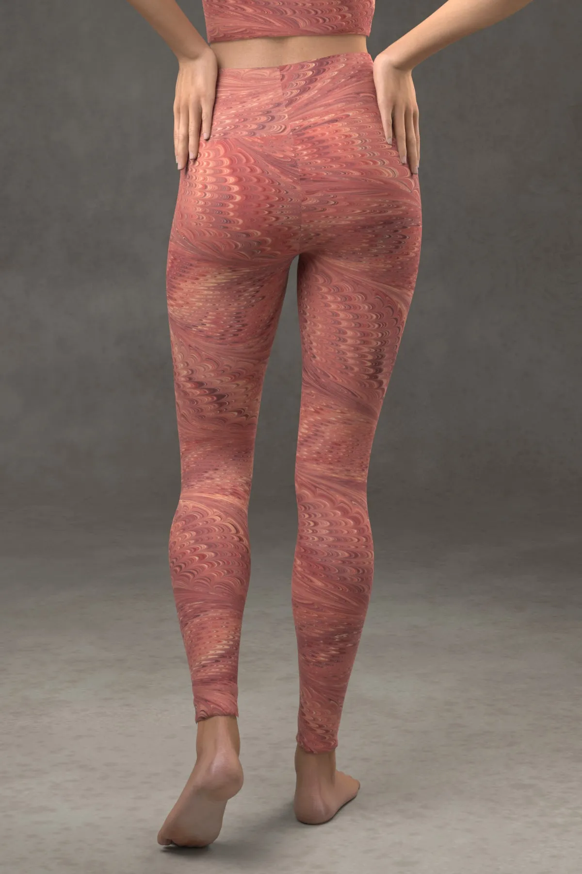 Marbled Butterfly Yoga Leggings: Vermilion