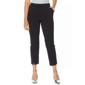 MarlaWynne Women's Bengaline Straight Leg Cropped Pants Black