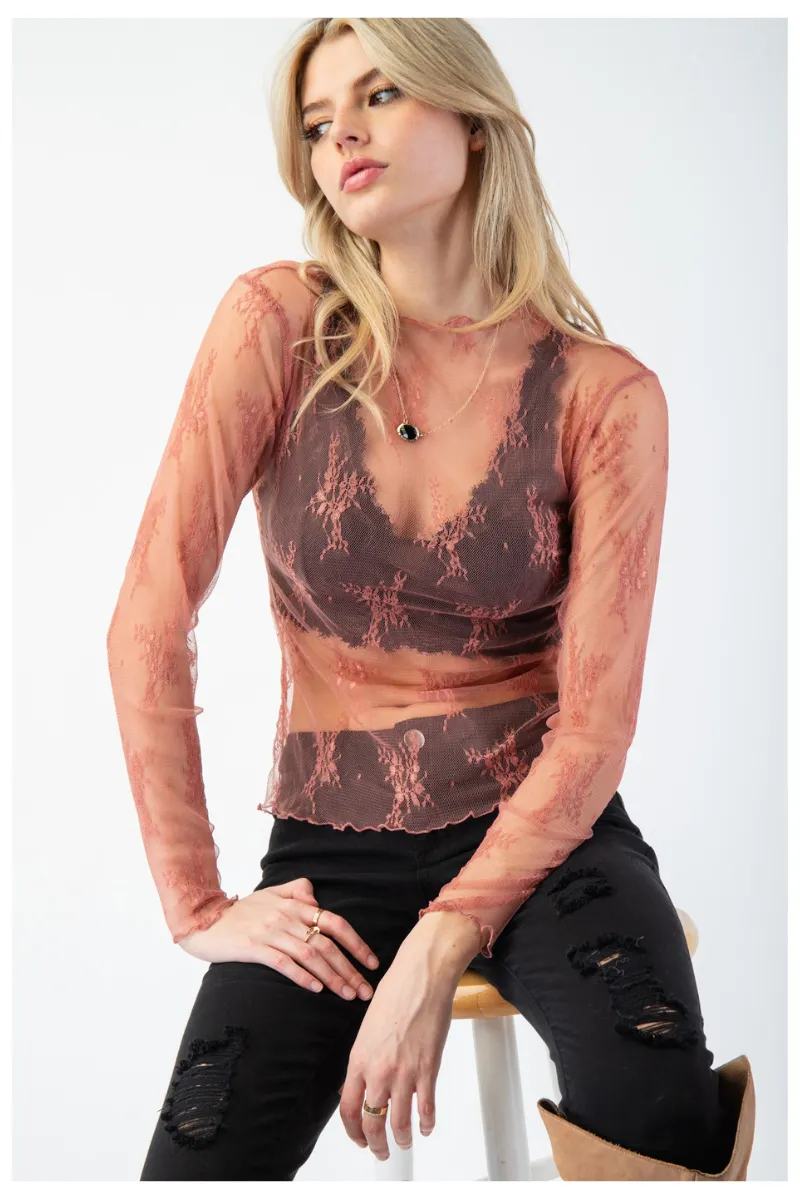 Mauve Magic Lace Layering Top