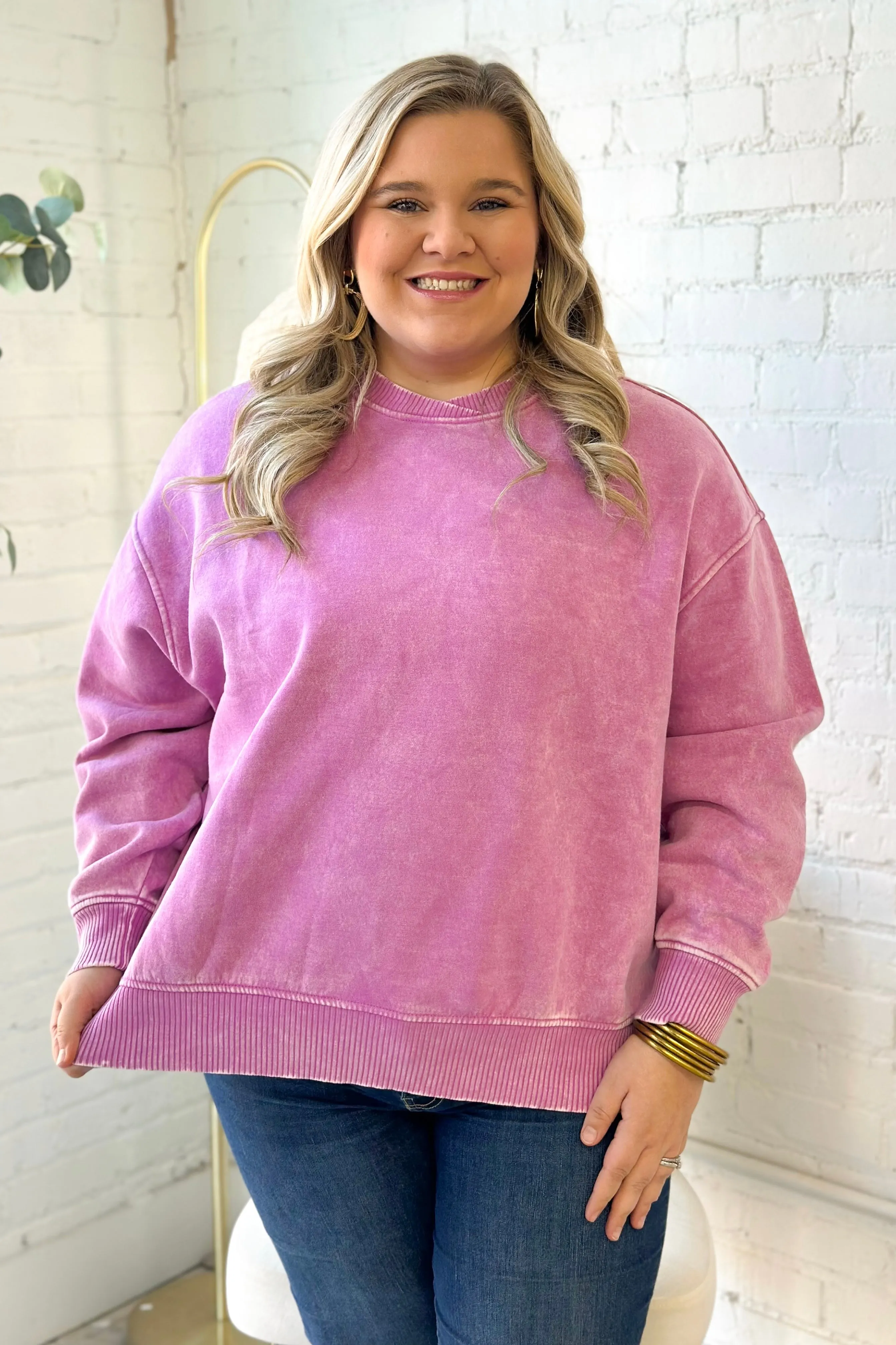 Mauve Oversized Wash Pullover