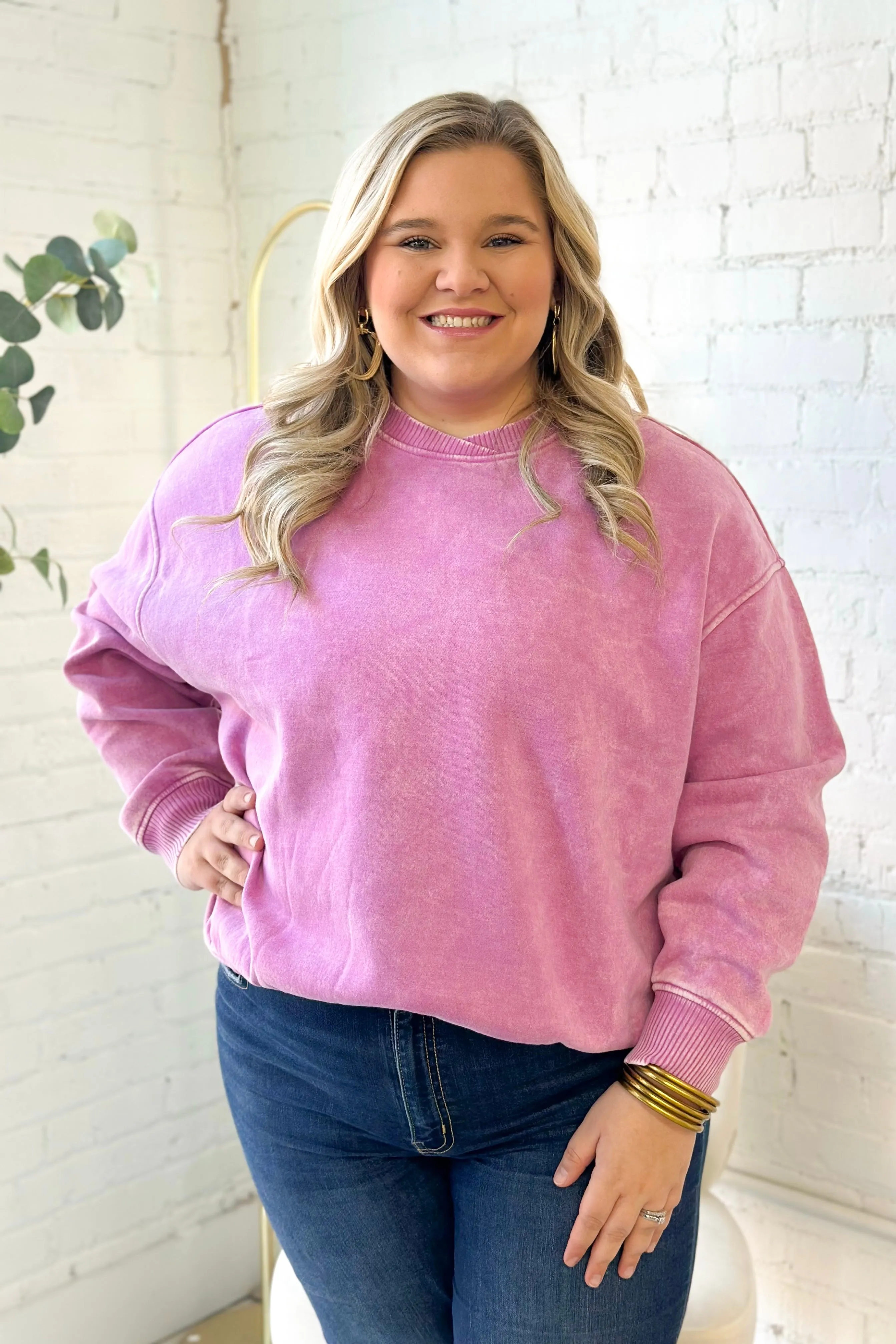 Mauve Oversized Wash Pullover
