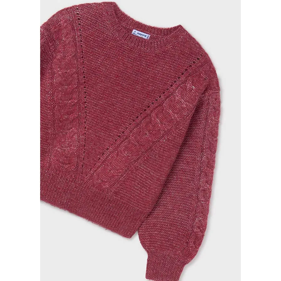 Mayoral Red Braided Sweater