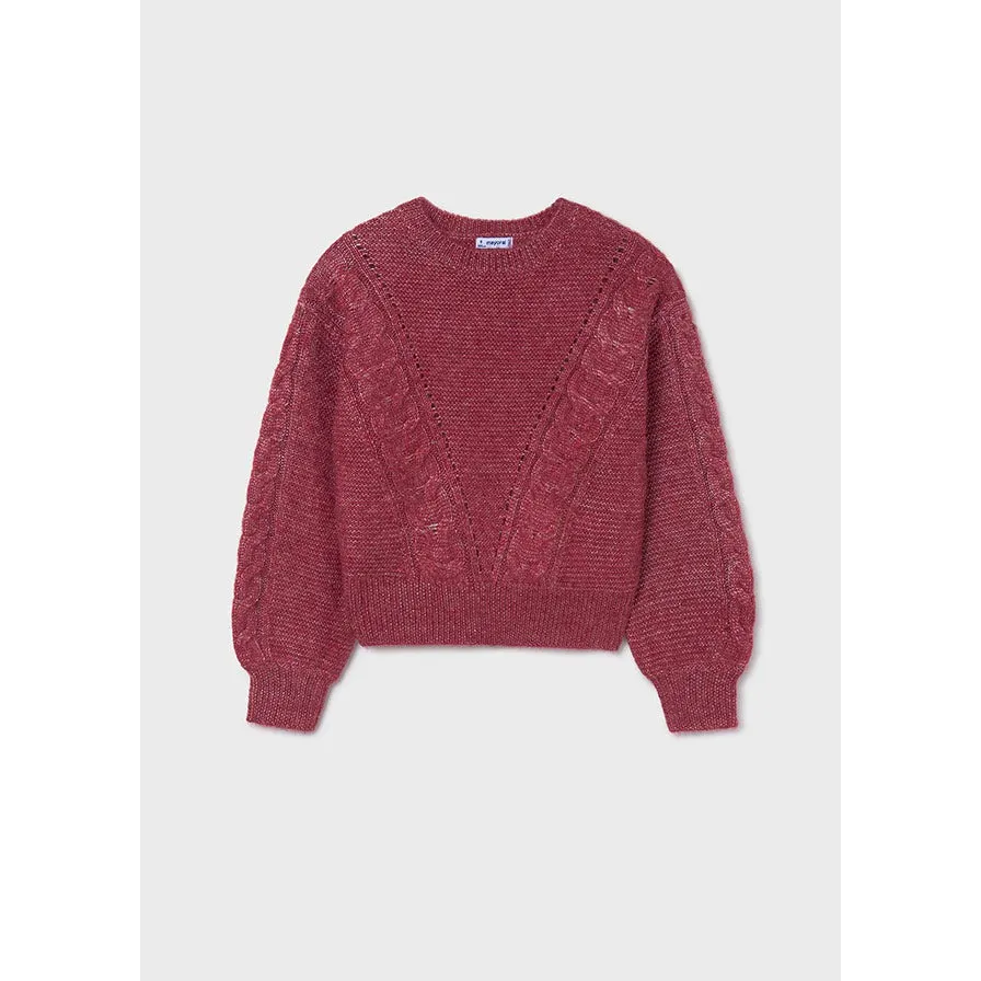 Mayoral Red Braided Sweater