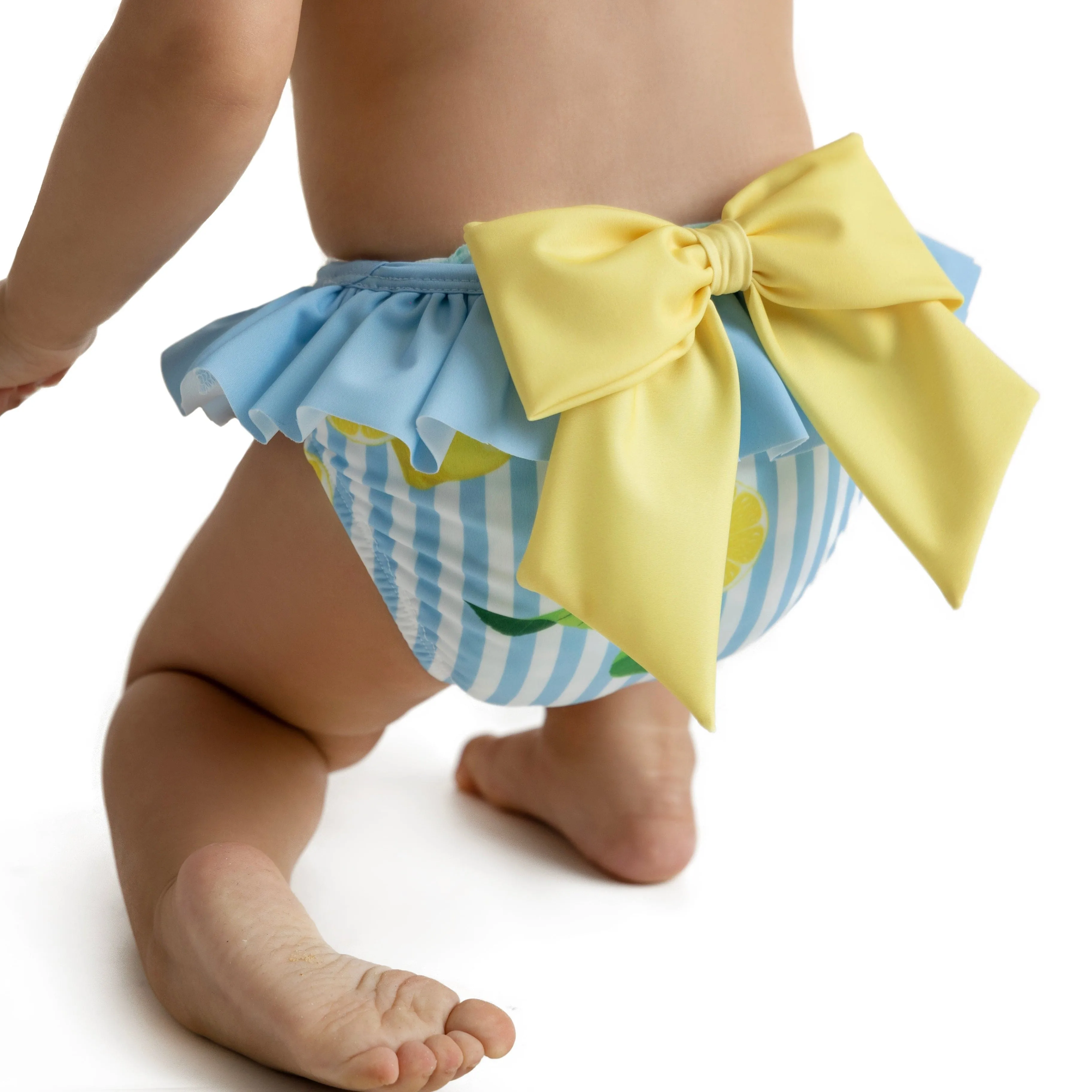 MEIA PATA - Lemons Print Bikini Bottoms - Blue