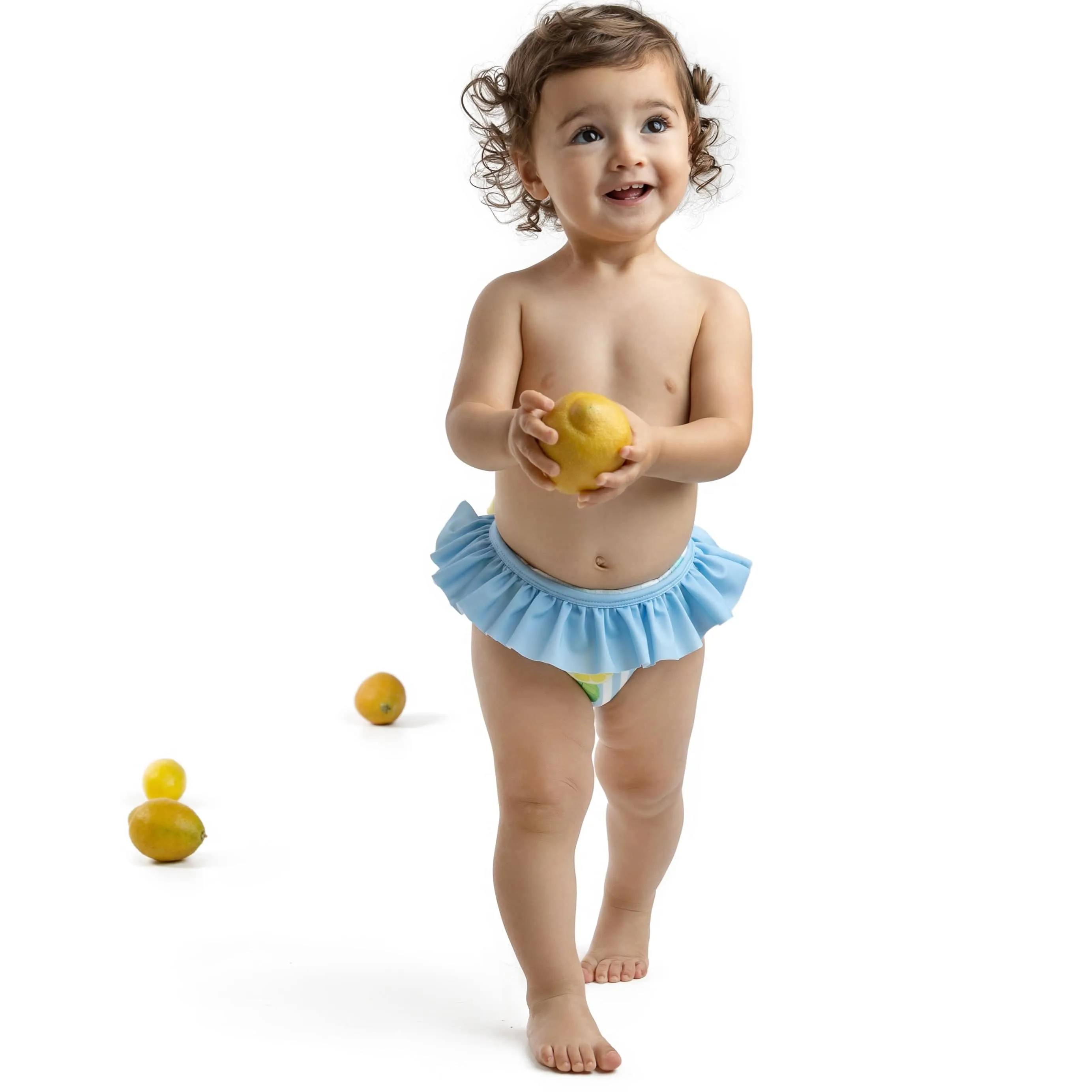 MEIA PATA - Lemons Print Bikini Bottoms - Blue