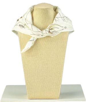 MEMO PARIS Luxury Cream Bird Print Silk Neck Scarf