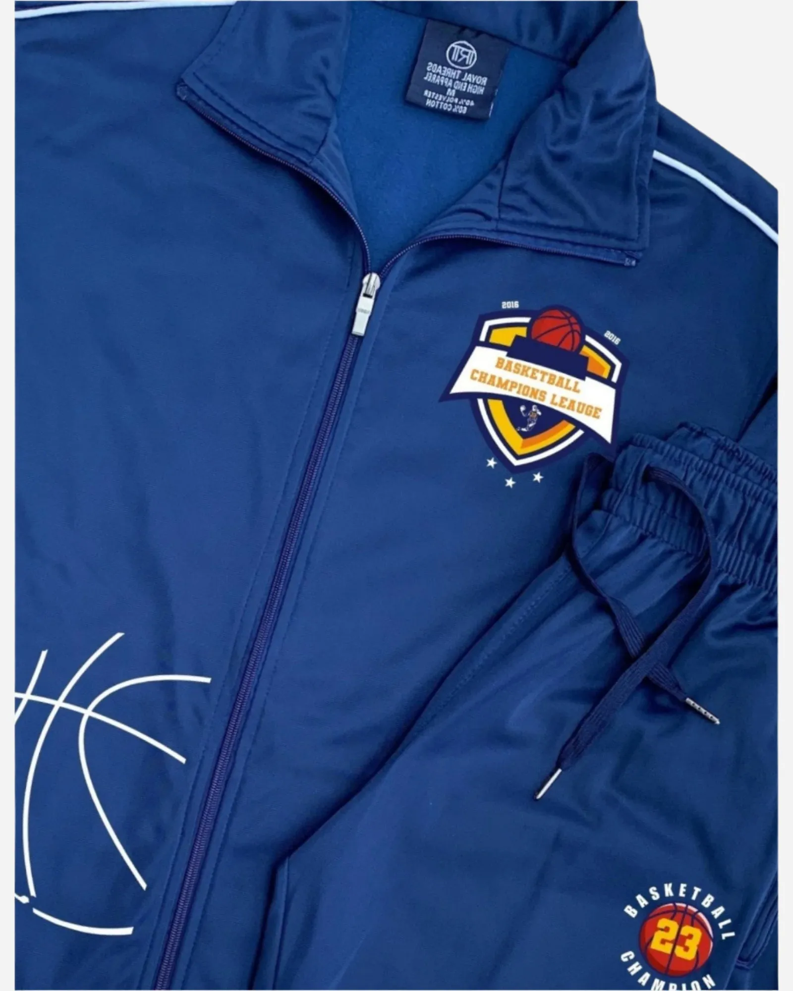 Men Basketball tracksuit Champions Print Top and Bottom Outfit