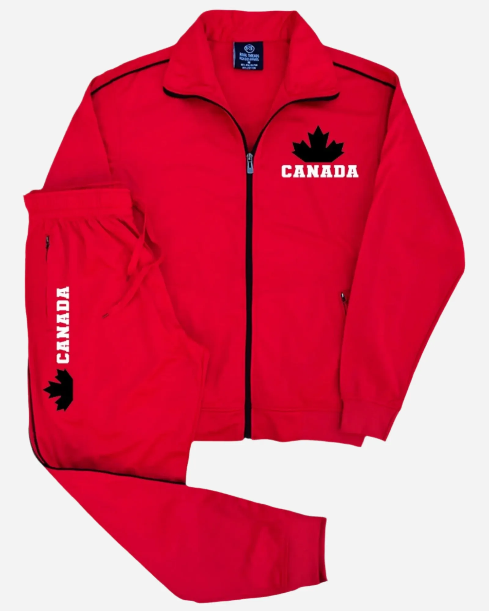 Men's Canada Print Designer Heritage Tracksuit With Track Jacket & Jogger Track Pants