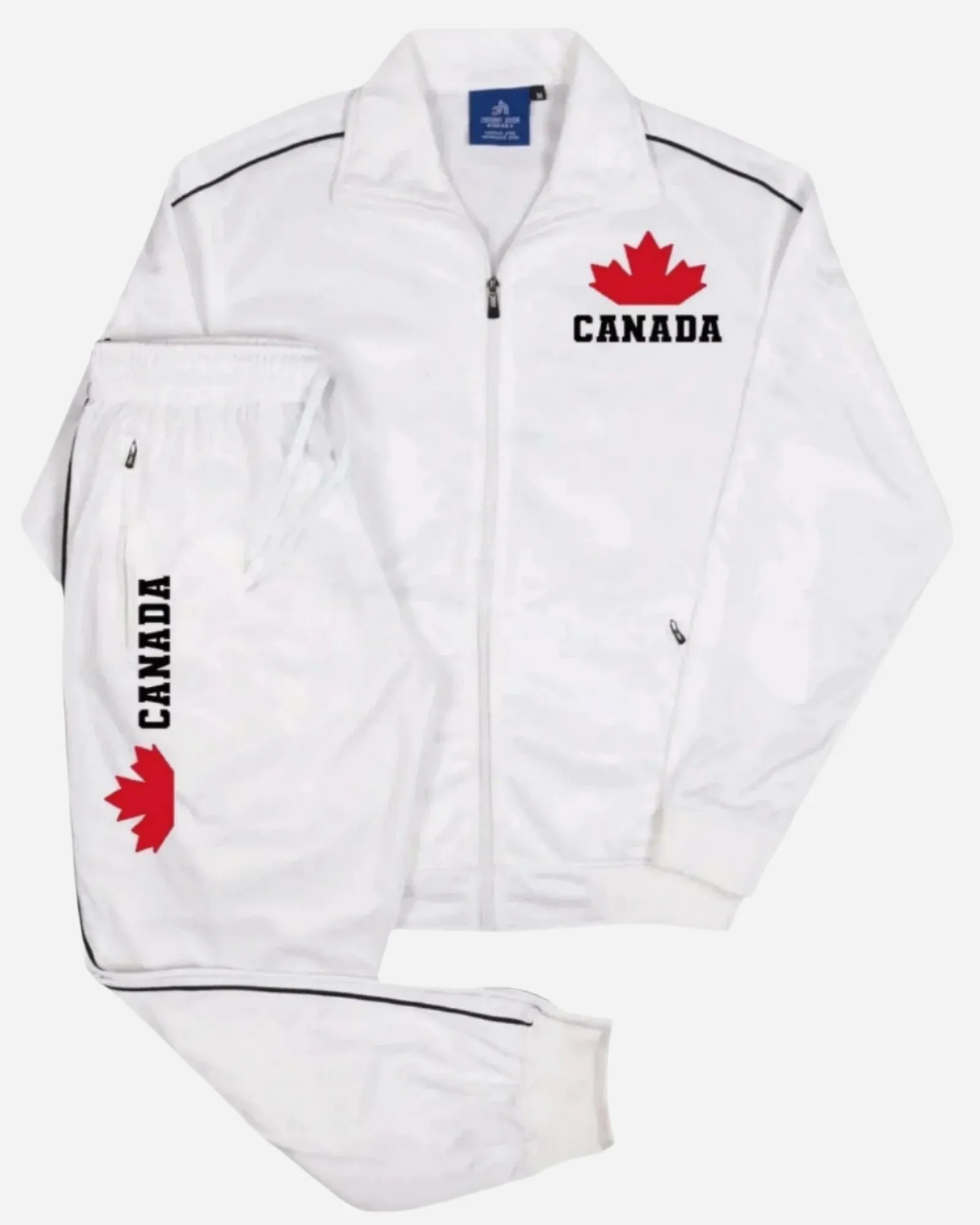 Men's Canada Print Designer Heritage Tracksuit With Track Jacket & Jogger Track Pants