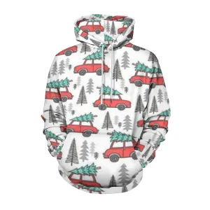 Mens Christmas Tree Graphic Pullover With Kangaroo Pocket Hoodies
