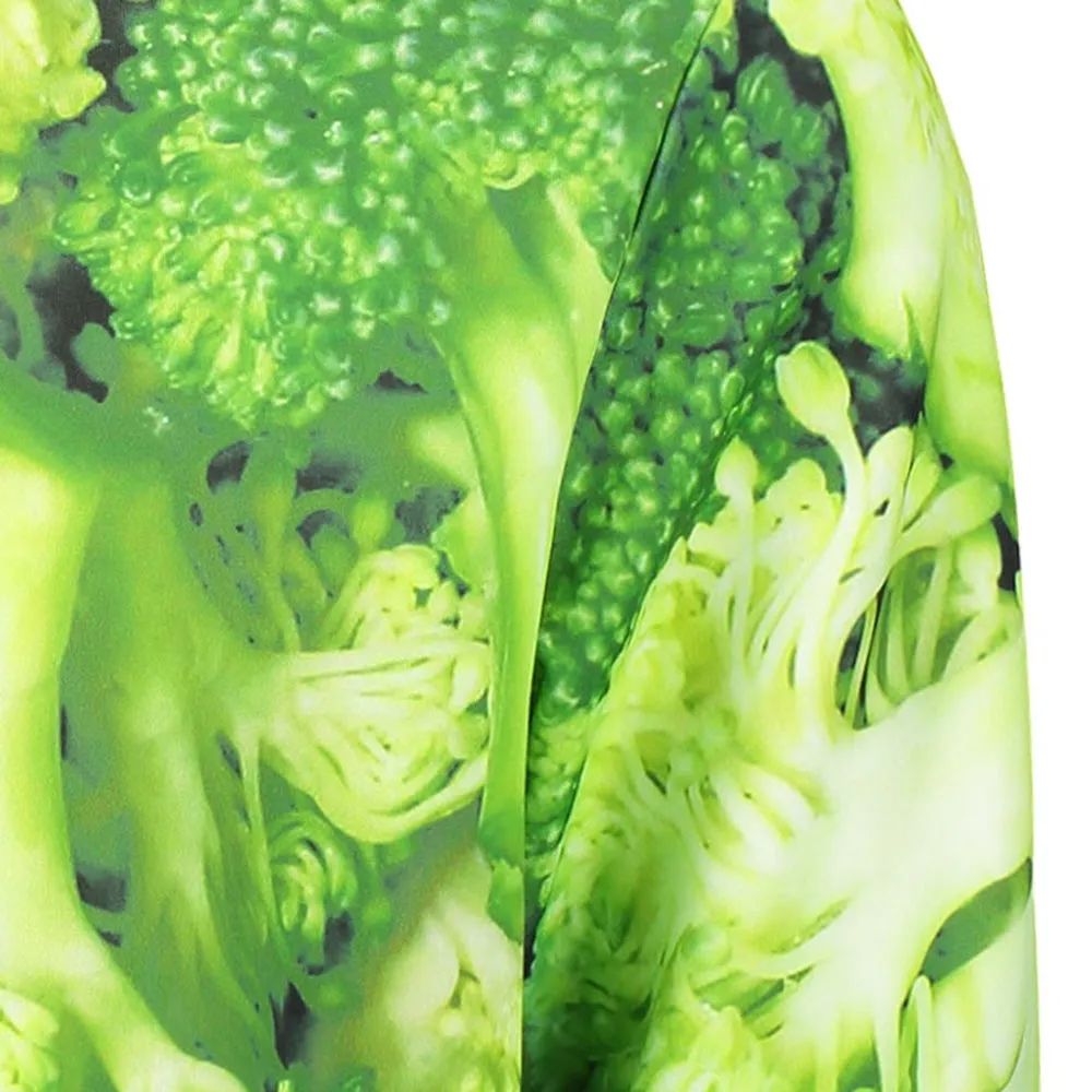 Men's Fashion Broccoli Print Drawstring Neck Hoodie