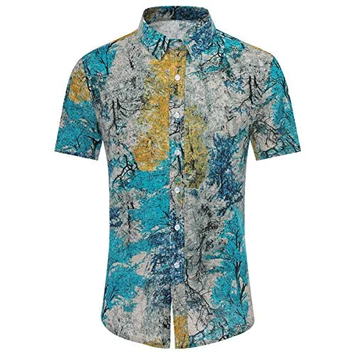 Men's Floral 2 Piece Tracksuit Short Sleeve Top and Shorts