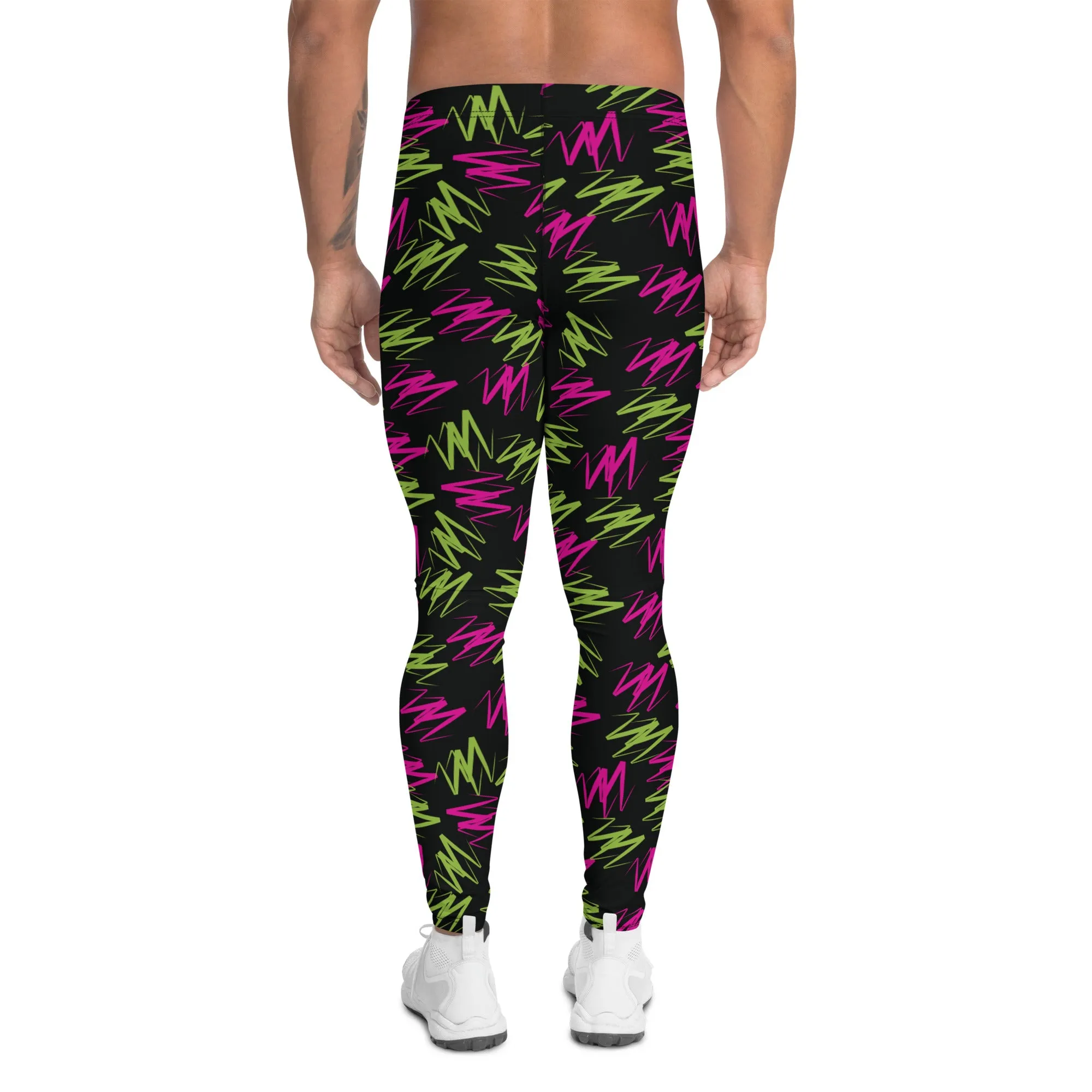 Mens Leggings, Black Rainbowcore