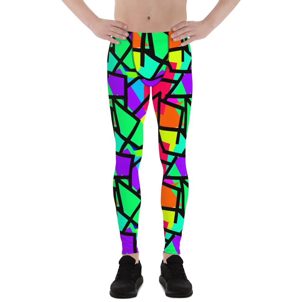 Mens Leggings, Rainbow Diagonals