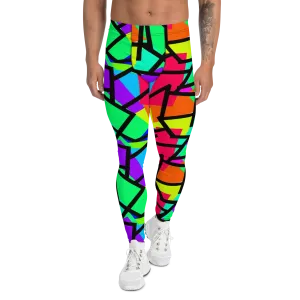 Mens Leggings, Rainbow Diagonals
