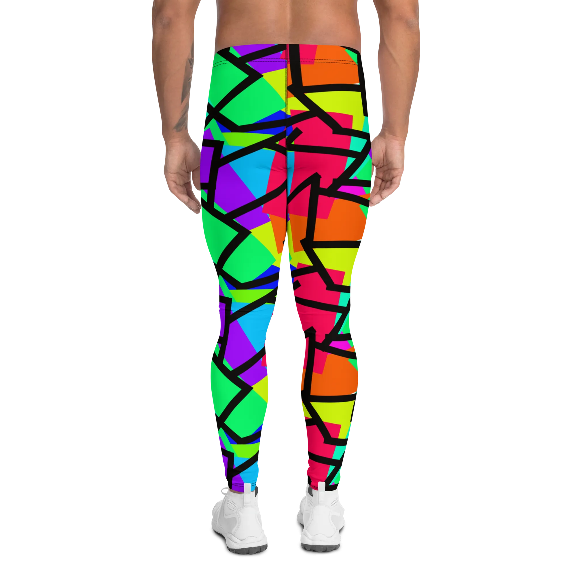 Mens Leggings, Rainbow Diagonals
