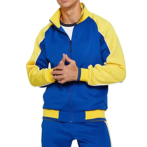 Men's Sports Casual Tracksuit Set Hooded Long Sleeve Running Jogging Sweat Suits Blue L #49