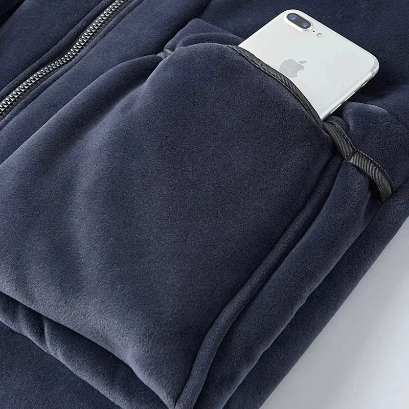 Men's Winter Plus Velvet Thick Tracksuits Lamb Cashmere Three-piece Sets