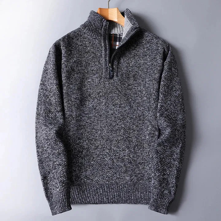 Men's zip-up knit sweater for comfort