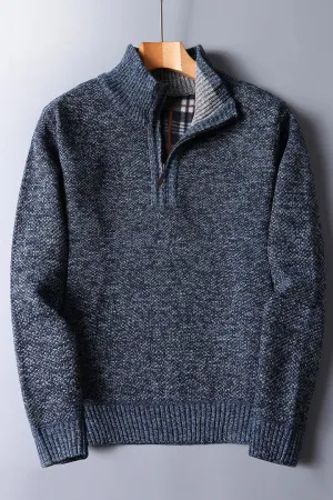 Men's zip-up knit sweater for comfort