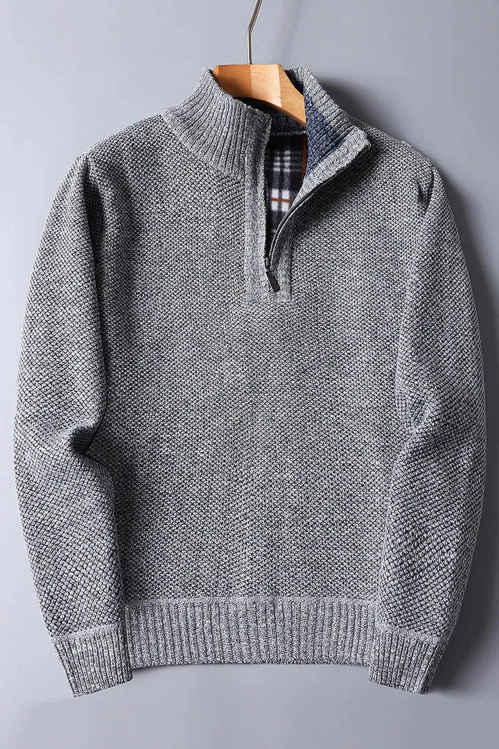 Men's zip-up knit sweater for comfort