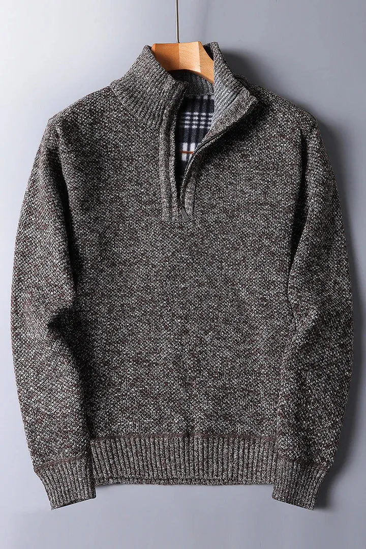 Men's zip-up knit sweater for comfort