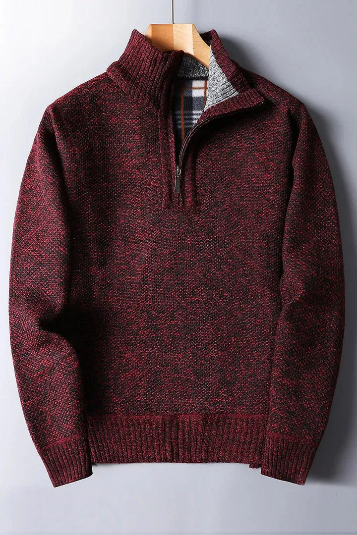 Men's zip-up knit sweater for comfort