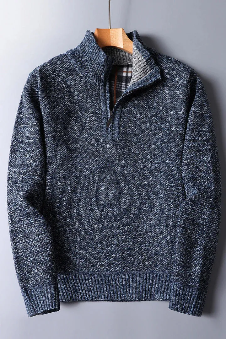 Men's zip-up knit sweater for comfort