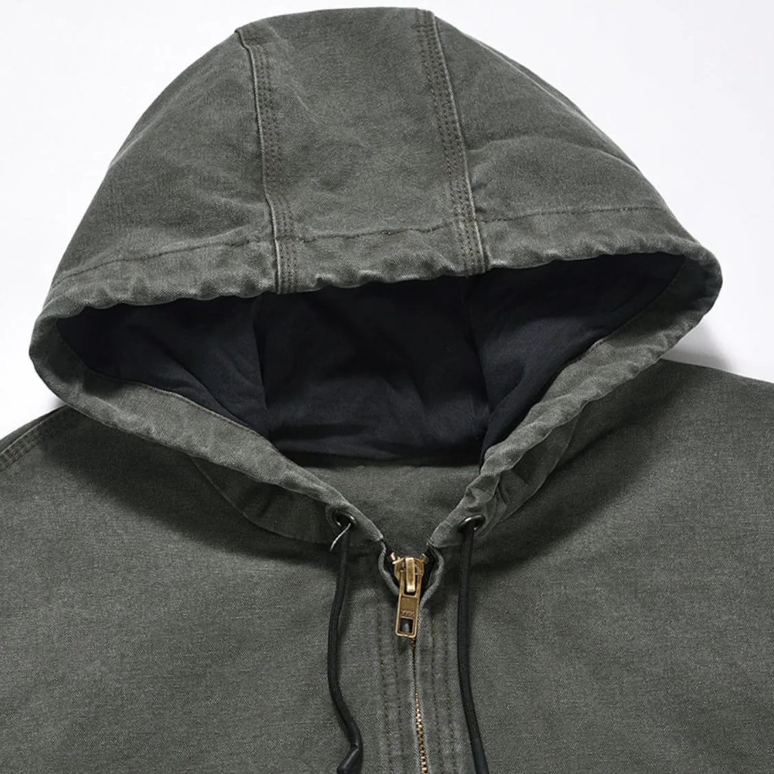 Men's Zip Up Washed Hooded Jacket