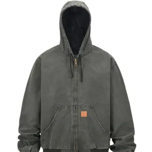 Men's Zip Up Washed Hooded Jacket