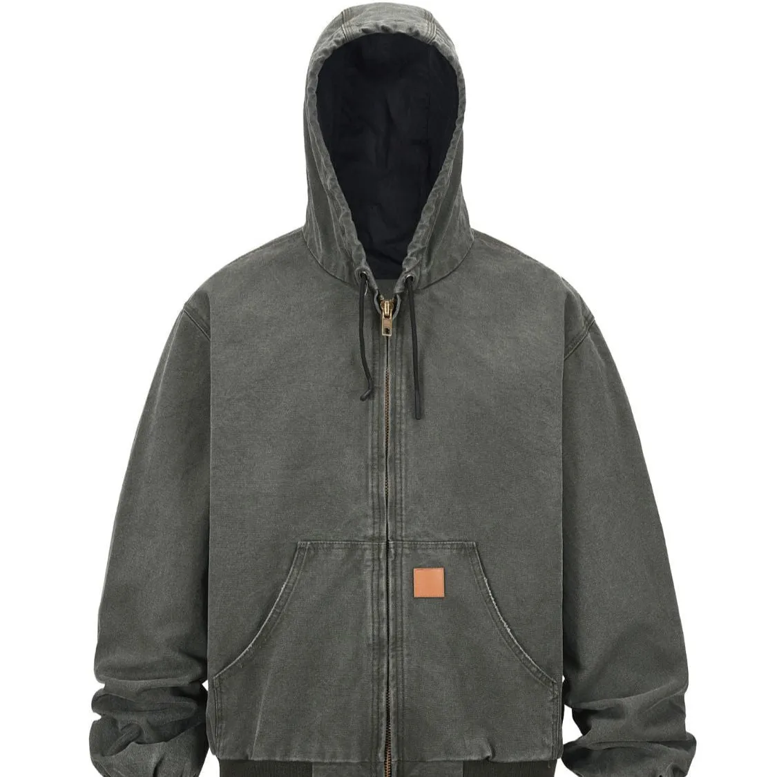Men's Zip Up Washed Hooded Jacket