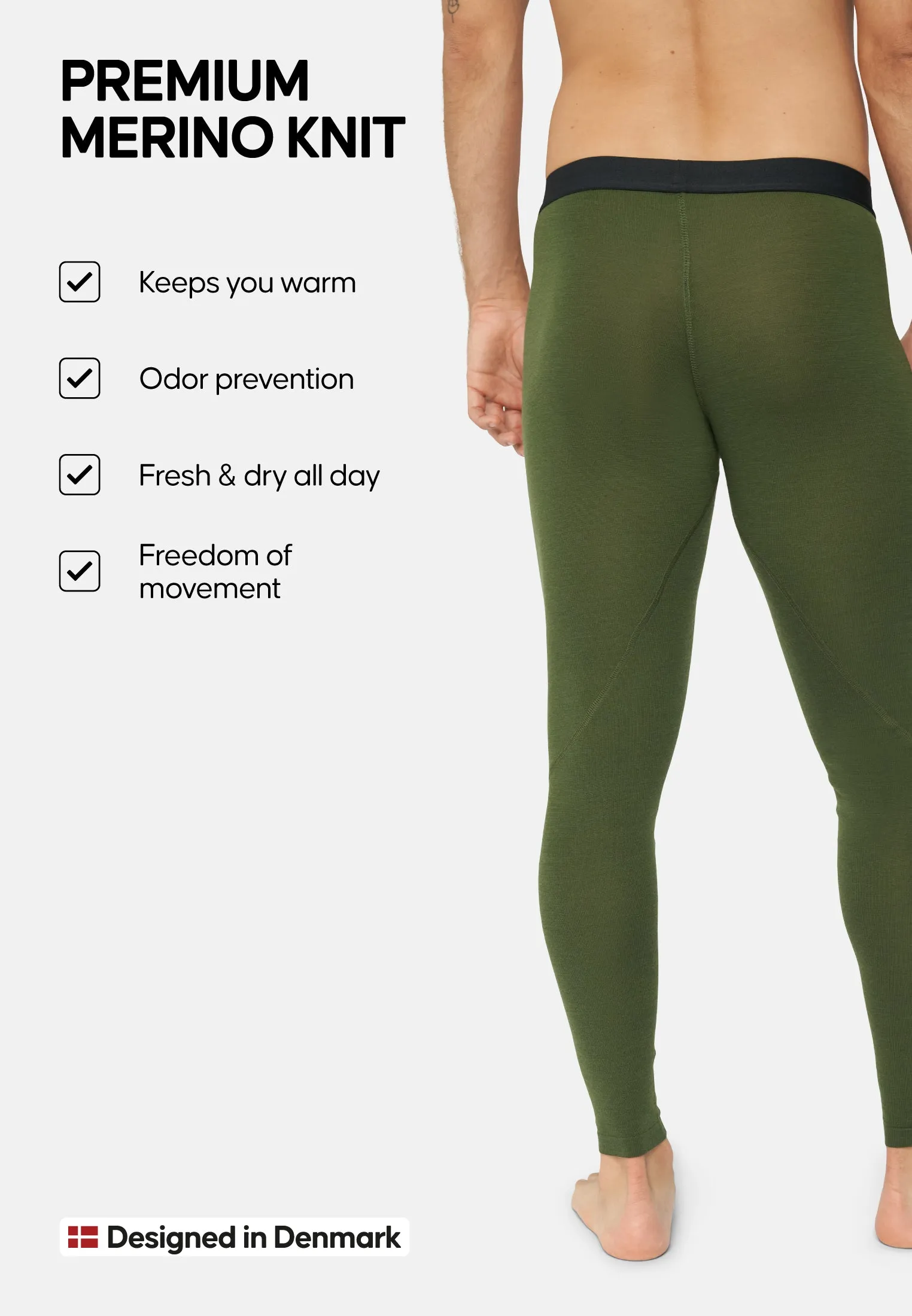 MERINO WOOL BASE LAYER PANTS FOR MEN