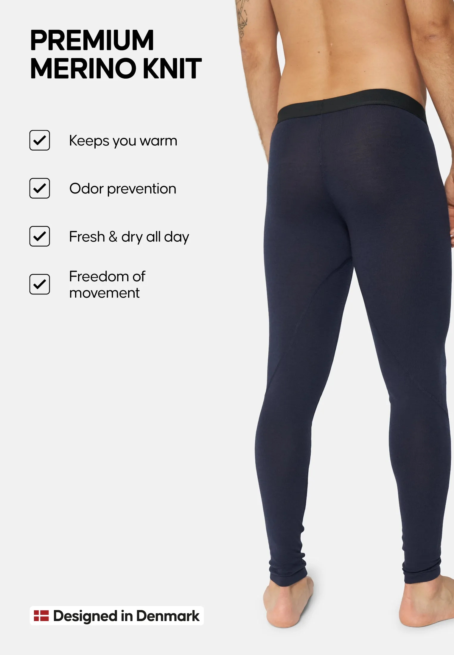 MERINO WOOL BASE LAYER PANTS FOR MEN