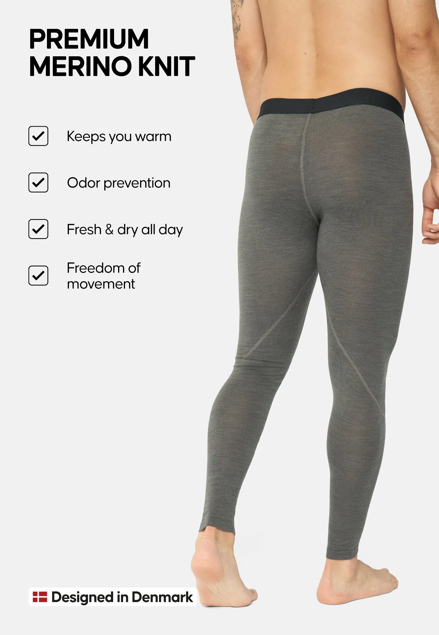 MERINO WOOL BASE LAYER PANTS FOR MEN