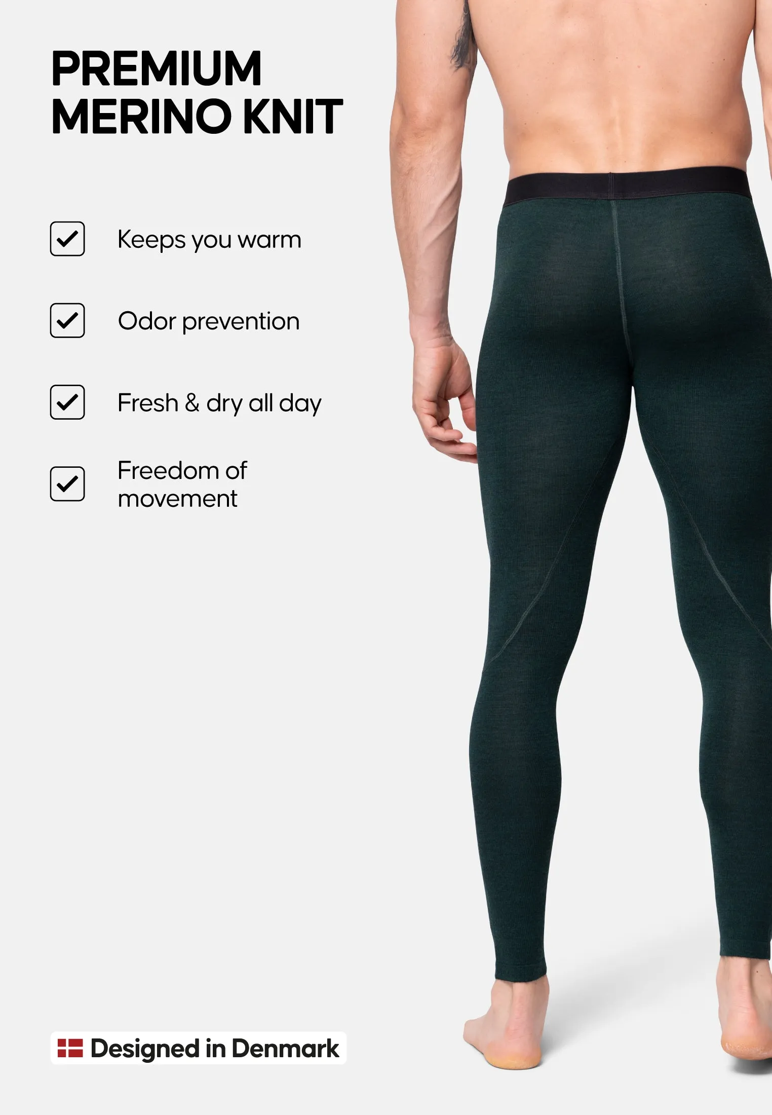 MERINO WOOL BASE LAYER PANTS FOR MEN