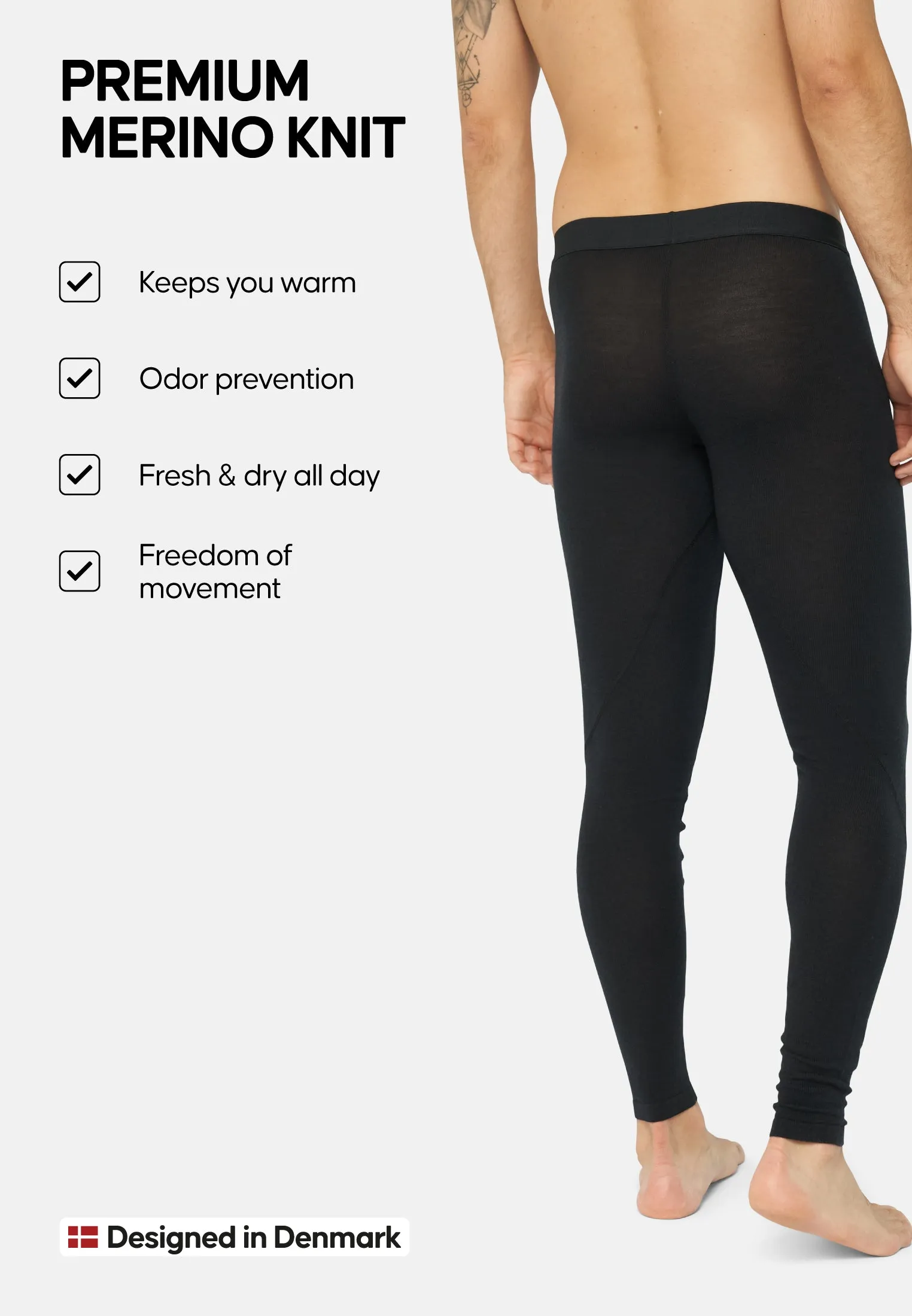 MERINO WOOL BASE LAYER PANTS FOR MEN