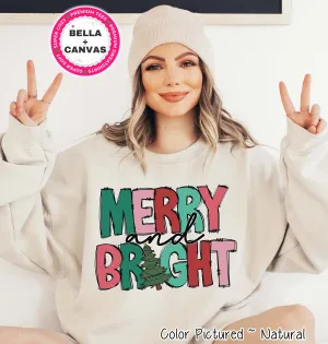 Merry & Bright Doodle Christmas Tee or Sweatshirt