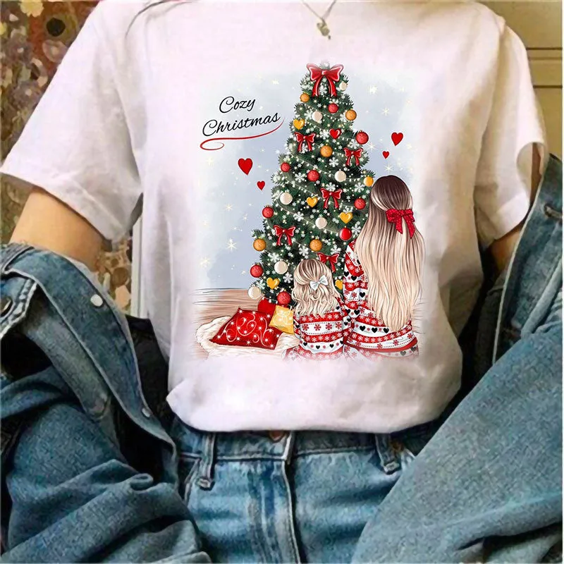 Merry Christmas Women White T-Shirt F