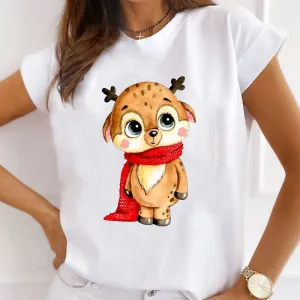 Merry Christmas Women White T-Shirt S
