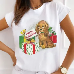 Merry Christmas Women White T-Shirt Y